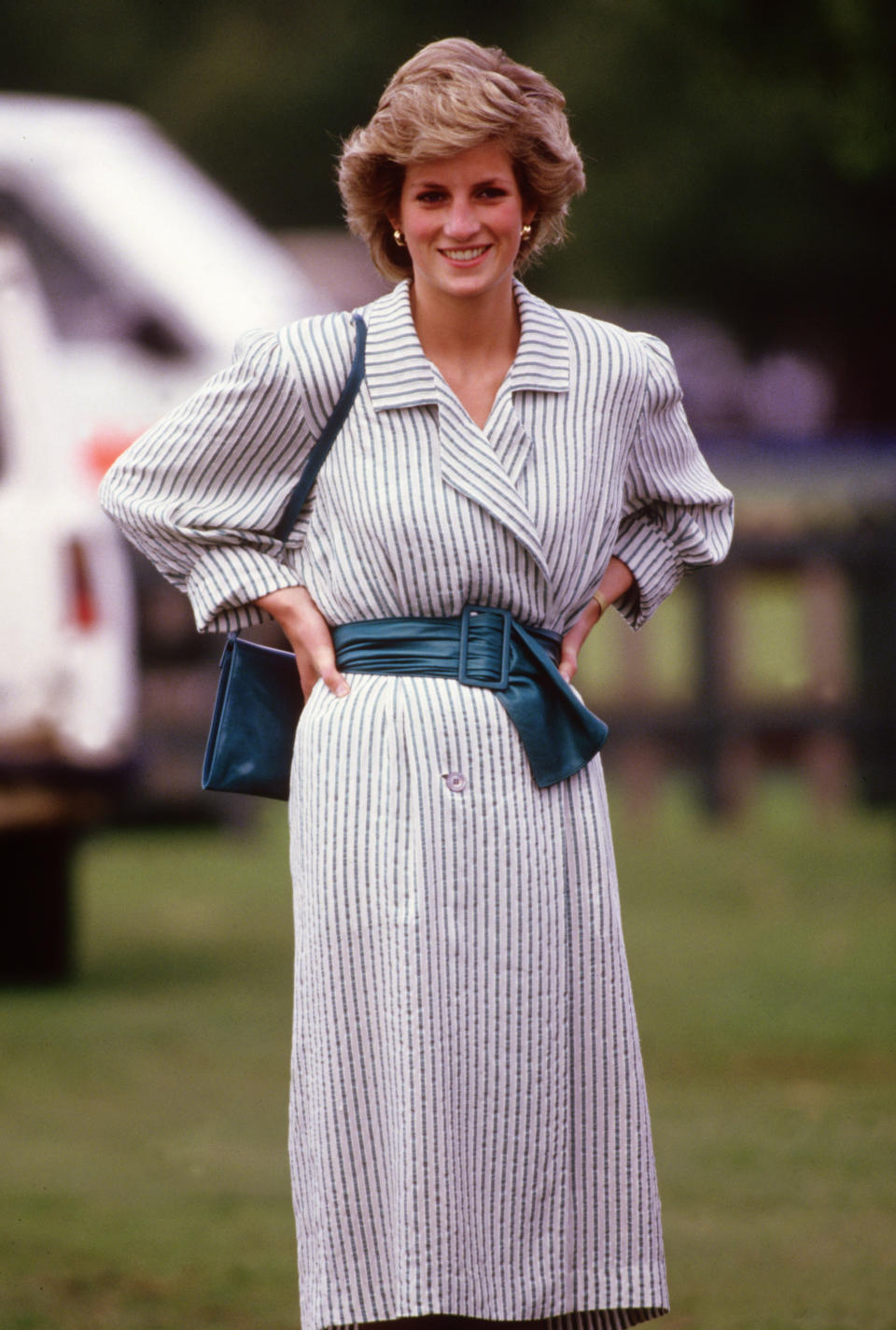 <p>A slightly more pared-down look still highlights Diana’s figure. (Photo: David Levenson/Getty Images) </p>