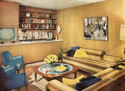 <body> <p>Wood paneling began to gain popularity in the 1950s. The visually warm material, though inexpensive to install, <a rel="nofollow noopener" href=" http://www.bobvila.com/slideshow/21-ways-to-make-a-small-bedroom-big-49838?bv=yahoo" target="_blank" data-ylk="slk:added depth to bedrooms;elm:context_link;itc:0;sec:content-canvas" class="link ">added depth to bedrooms</a>, living rooms, and kitchens. From knotty pine to engineered fiberboard panels, wooden accents prevailed in homes for the next 30 years. </p> <p><strong>Related: <a rel="nofollow noopener" href=" http://www.bobvila.com/slideshow/21-clever-little-things-to-do-with-scrap-wood-49986?#.WAe715MrIcg?bv=yahoo" target="_blank" data-ylk="slk:21 Clever Little Things to Do with Scrap Wood;elm:context_link;itc:0;sec:content-canvas" class="link ">21 Clever Little Things to Do with Scrap Wood</a> </strong> </p> </body>