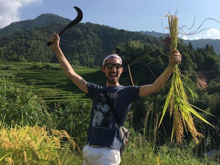 Aidan Fairhall on a school trip to the countryside near Xiamen in 2017.