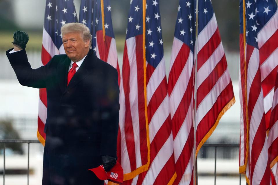 President Donald Trump arrives at the "Stop The Steal" Rally on January 6, 2021, in Washington, D.C. Trump supporters gathered in the nation's capital to protest the ratification of President-elect Joe Biden's Electoral College victory over Trump in the 2020 election.