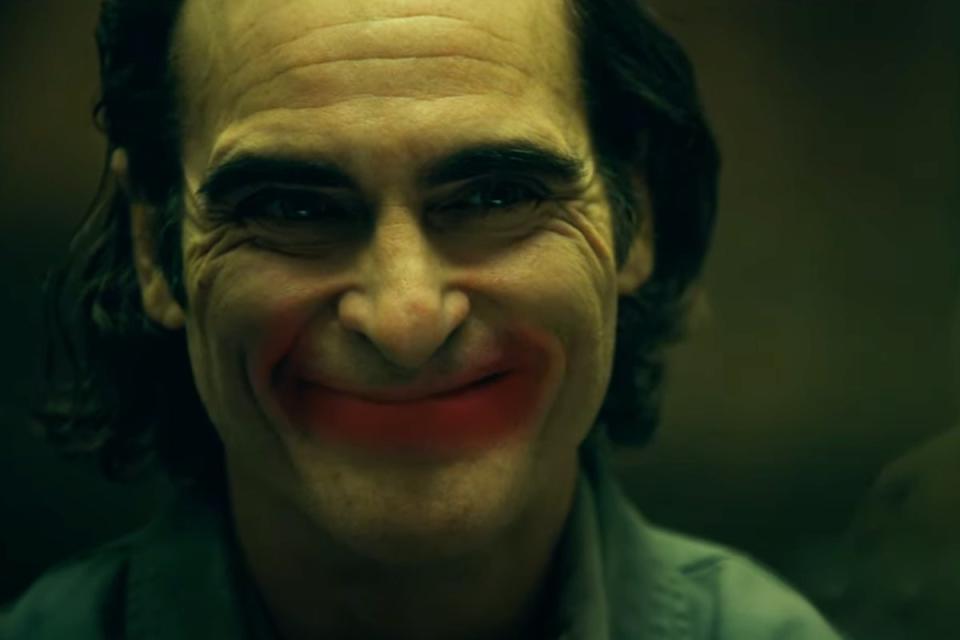Phoenix’s Joker during the lipstick scene (Warner Bros)