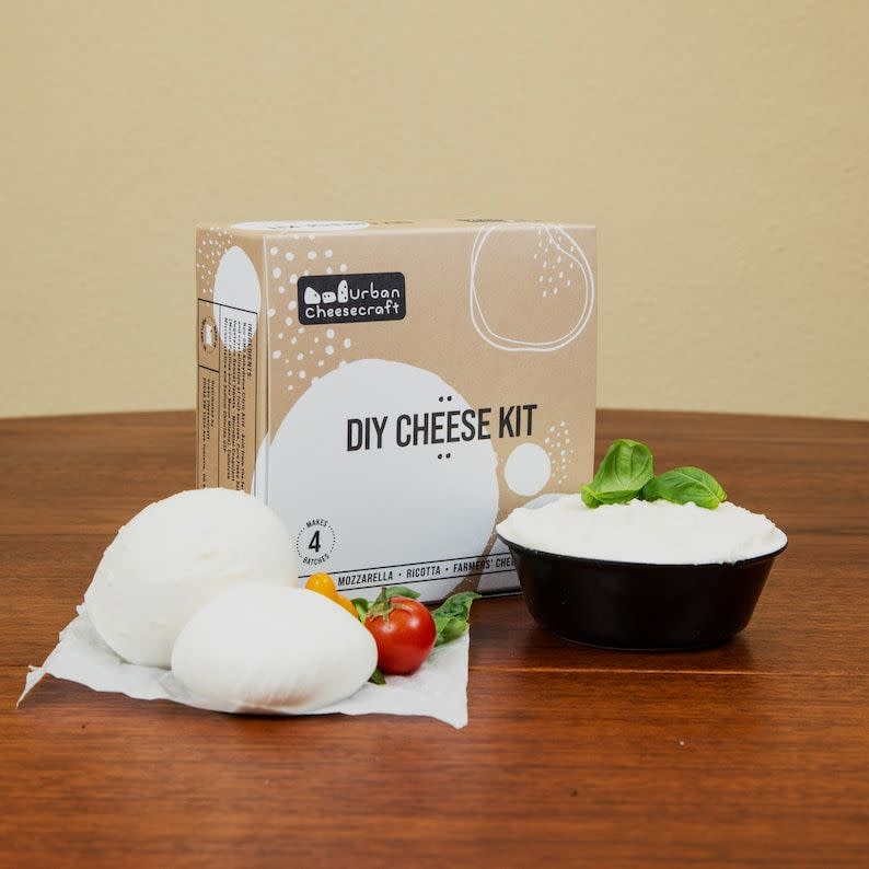 <p><strong>UrbanCheesecraft</strong></p><p>etsy.com</p><p><strong>$28.00</strong></p><p><a href="https://go.redirectingat.com?id=74968X1596630&url=https%3A%2F%2Fwww.etsy.com%2Flisting%2F895817257%2Fmozzarella-ricotta-farmers-cheese-kit&sref=https%3A%2F%2Fwww.womansday.com%2Flife%2Fg3244%2Fcheese-gifts%2F" rel="nofollow noopener" target="_blank" data-ylk="slk:Shop Now;elm:context_link;itc:0;sec:content-canvas" class="link ">Shop Now</a></p><p>This DIY cheese kit teaches you how to make your own mozzarella, ricotta, and farmers' cheese at home. One five-star review raves, "Love it. From never making cheese to having made 15 balls of mozzarella in 2 weeks. The directions were clear, the video resources online were great, and the kit was so cute and well thought out. Highly recommend!"</p>