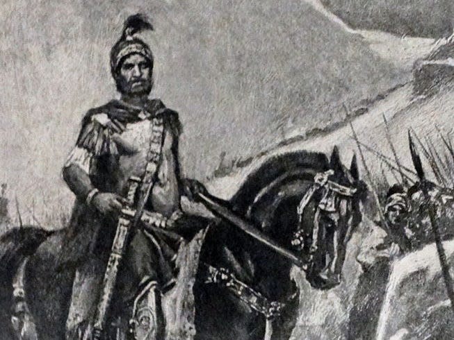 Engraving depicting Hannibal (247-181 BC) a Punic military commander from Carthage