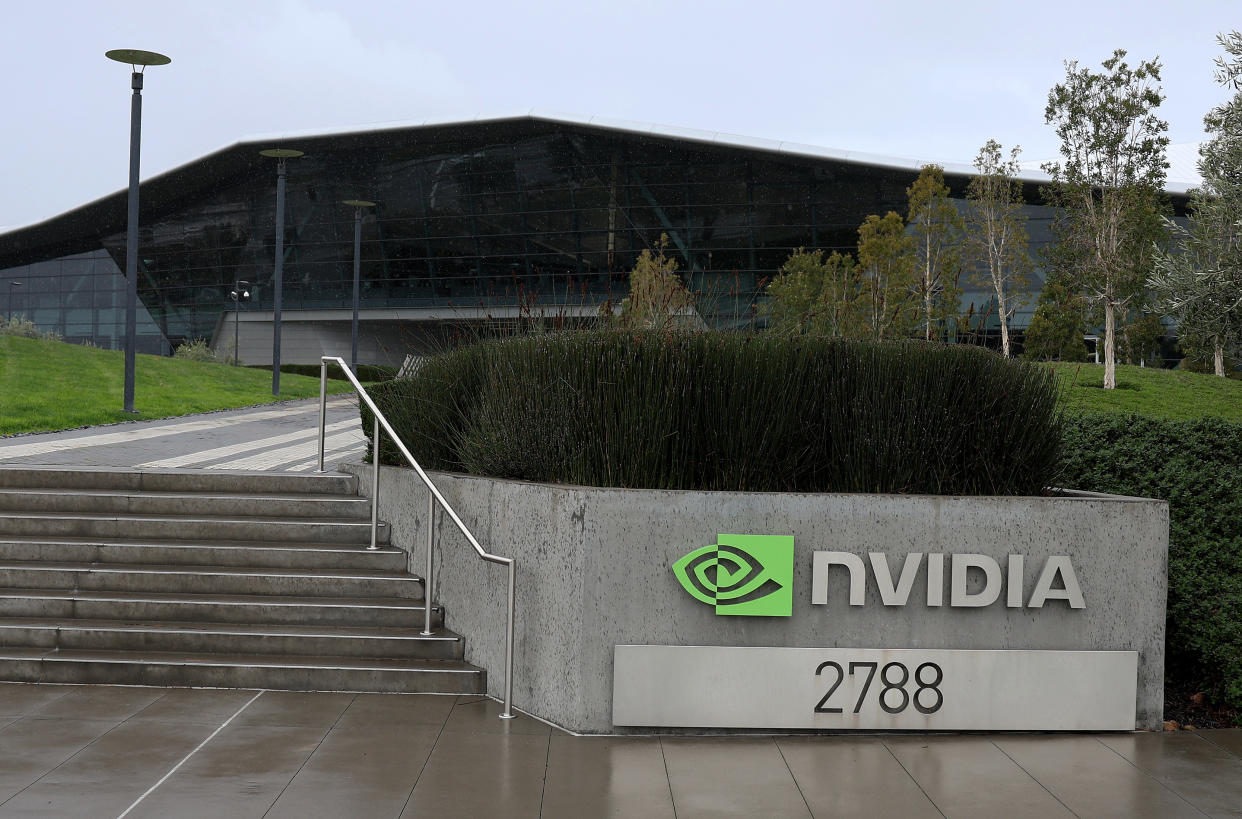 SANTA CLARA, CALIFORNIA - FEBRUARY 05: A sign is posted at Nvidia headquarters on February 05, 2024 in Santa Clara, California. Shares of Nvidia stock hit record highs on Monday after analysts increased their outlook on company. (Photo by Justin Sullivan/Getty Images)