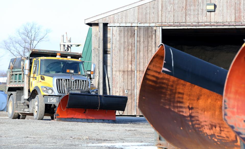 A St. Joseph County snow plow sits in front of the salt barn Tuesday, Dec. 20, 2022, at the St. Joseph County Highway Department’s Woodland District facility on New Road near Indiana 331.