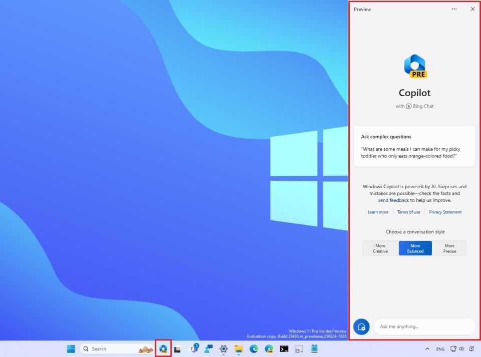 Windows 11 Copilot early UI