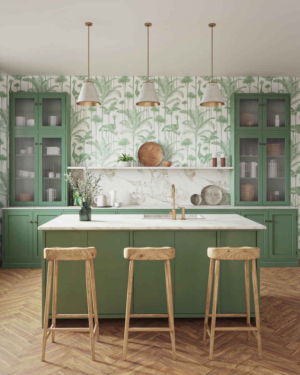 Don't overlook wallpaper in your French country kitchen design