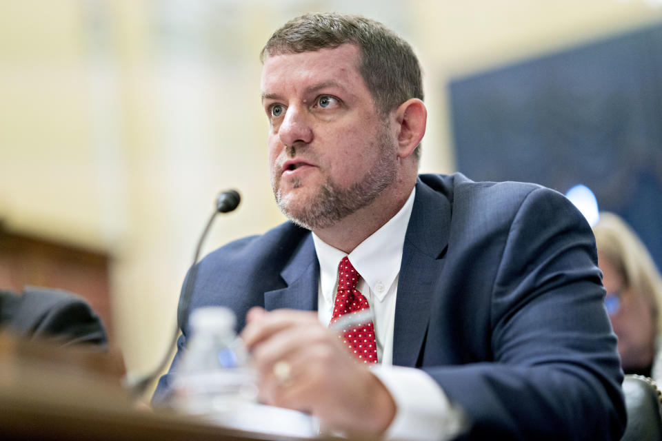 Matt Masterson, senior cybersecurity advisor with the Department of Homeland Security, speaks during a Senate Rules and Administration Committee hearing on election security in Washington in July. (Photo: Andrew Harrer/Bloomberg via Getty Images)