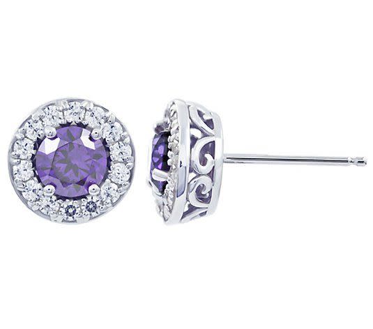 8) Simulated Halo Birthstone Stud Earrings