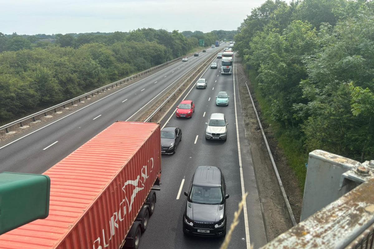 Motorway - slow-moving traffic on the A12 <i>(Image: Brandon Penny)</i>