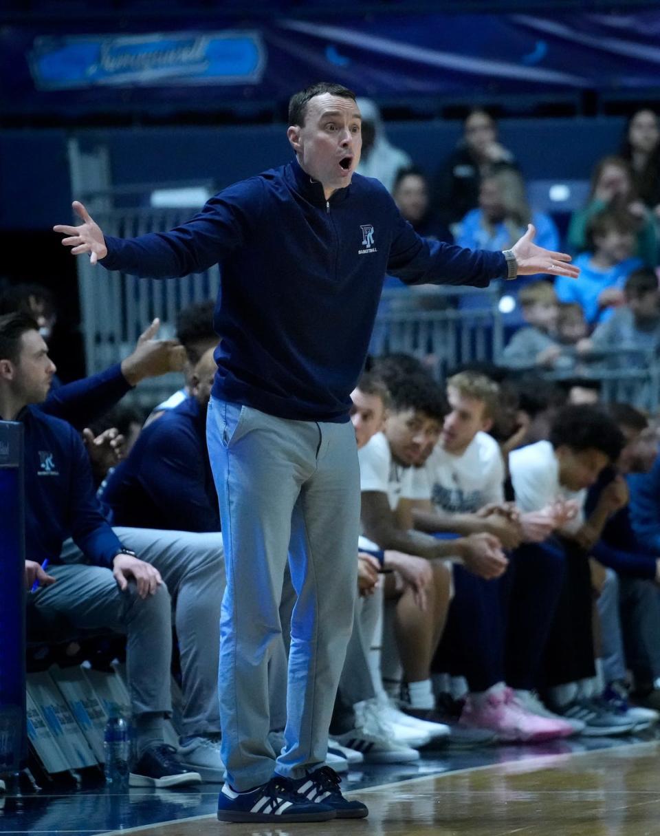 URI coach Archie Miller, shown during a recent game in Kingston, had few answers for his team's rough loss at La Salle on Sunday.