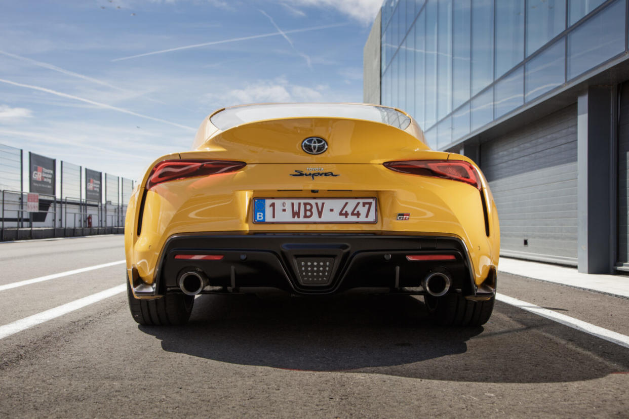 A large rear diffuser features at the rear of the car