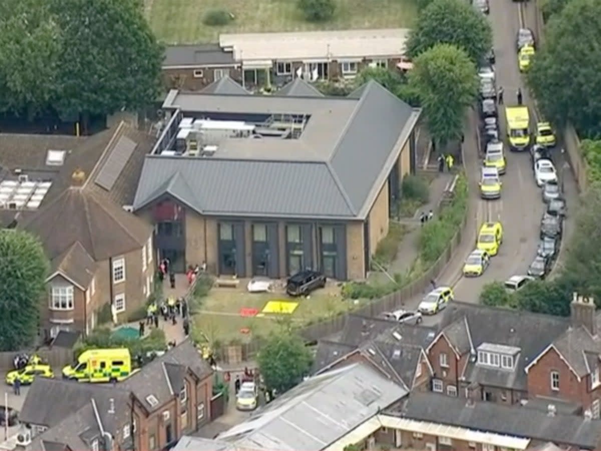 Officers were called at 9.54am to reports a car had crashed into a building at the school, attending the scene alongside London Ambulance Service and London Fire Brigade (BBC)