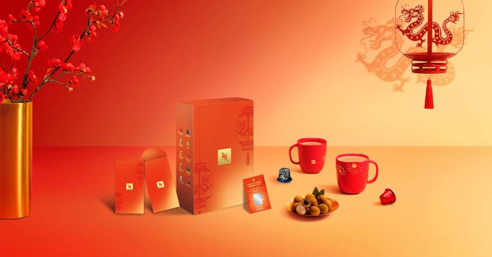 Nespresso晨耀新春開運咖啡禮盒，100顆組合售價2,180元。圖片來源：Nespresso