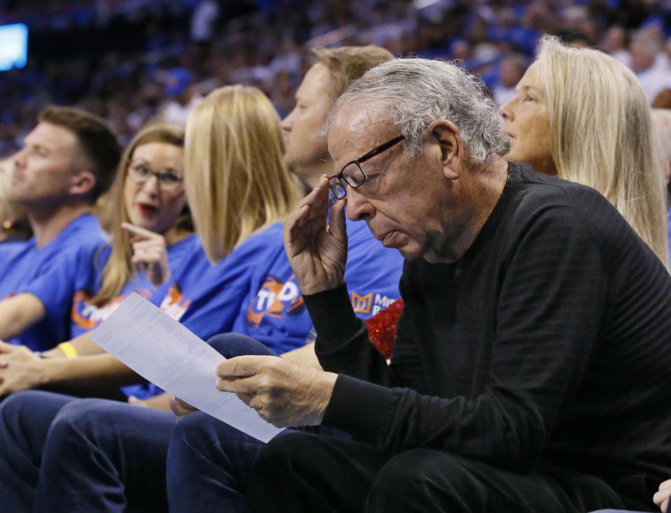 Houston Rockets owner Leslie Alexander (right) pledged $4 million to the Hurricane Harvey Relief Fund. (AP)