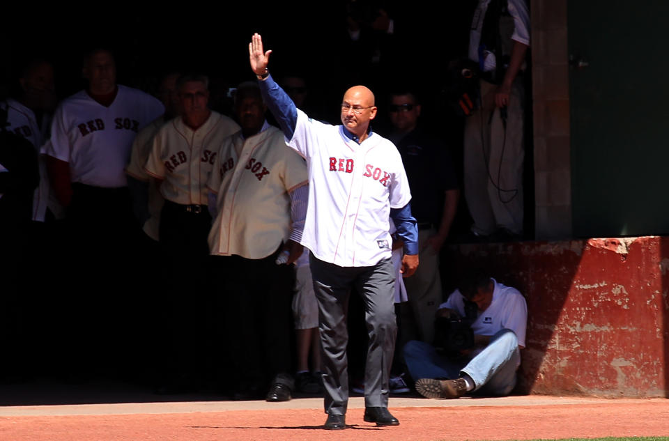 BOSTON, MA - APRIL 20: Terry Francona, former manager of the Boston Red Sox, enters the field during 100 Years of Fenway Park activities before a game between the Boston Red Sox and the New York Yankees at Fenway Park April 20, 2012 in Boston, Massachusetts. (Photo by Jim Rogash/Getty Images)