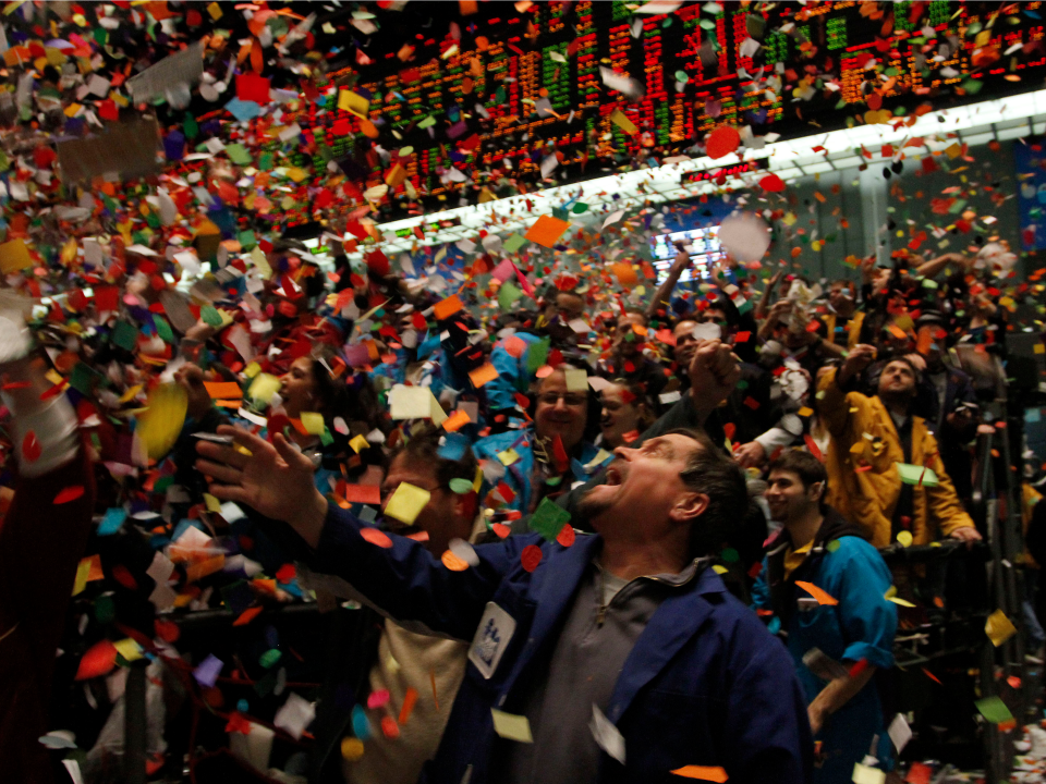 stock traders confetti celebration