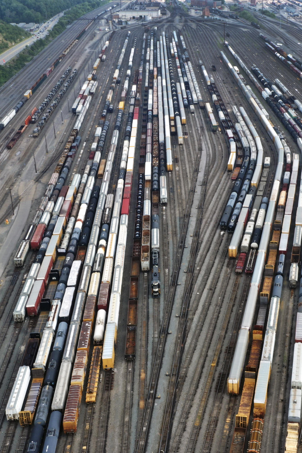 Freight cars sit in Norfolk Southern's Conway Terminal in Conway, Pa., Saturday, June 17, 2023. Spurred on by train derailments, some states with busy criss-crossing freight railroads are pursuing their own safety remedies rather than wait for federal action amid industry opposition and questions about whether they even have authority to make the changes. (AP Photo/Gene J. Puskar)