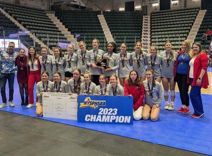 Fairport's girls volleyball team won their first NYSPHSAA championship after beating Massapequa in straight sets.