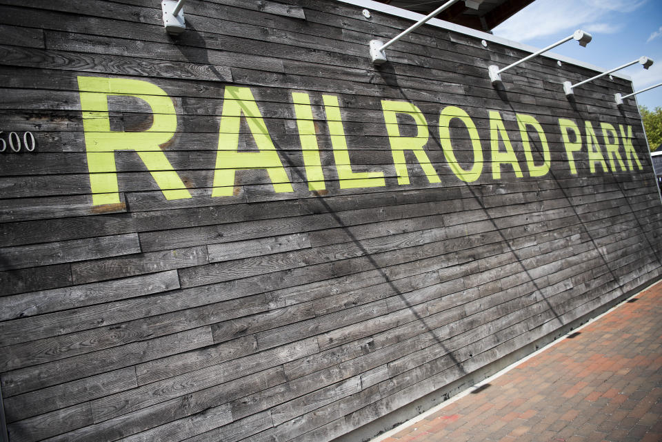 Railroad Park sign in Birmingham.