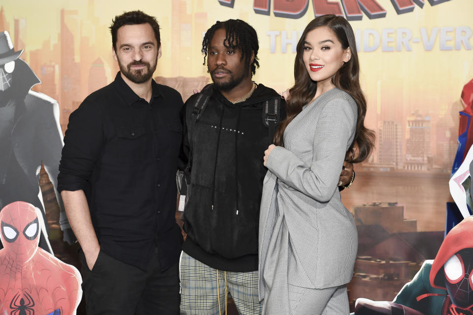 Jake Johnson, Shameik Moore and Hailee Steinfeld star alongside each other in Spider-Man: Into The Spider-Verse (Richard Shotwell/Invision/AP)