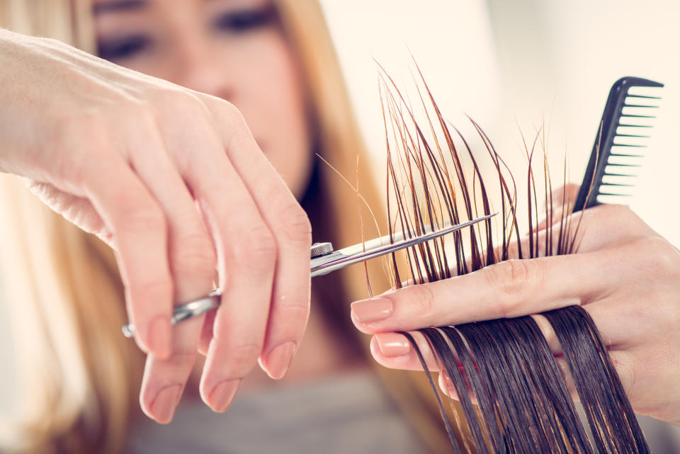 The bridesmaid decided to donate 48 inches of her hair to a charity that creates free wigs for children with cancer and alopecia. Photo: Getty Images