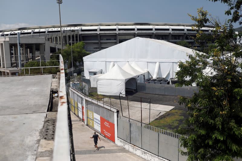 Foto del hospital de campaña cerca del estadio Maracaná, en Río de Janeiro