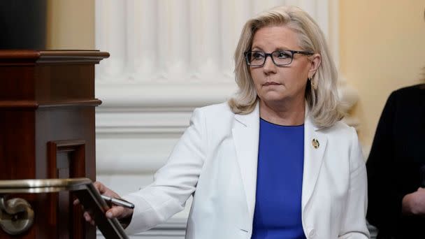 PHOTO: Vice Chair Liz Cheney arrives after a break as the House select committee investigating the Jan. 6 attack on the U.S. Capitol holds a hearing at the Capitol in Washington, July 21, 2022. (J. Scott Applewhite/AP)