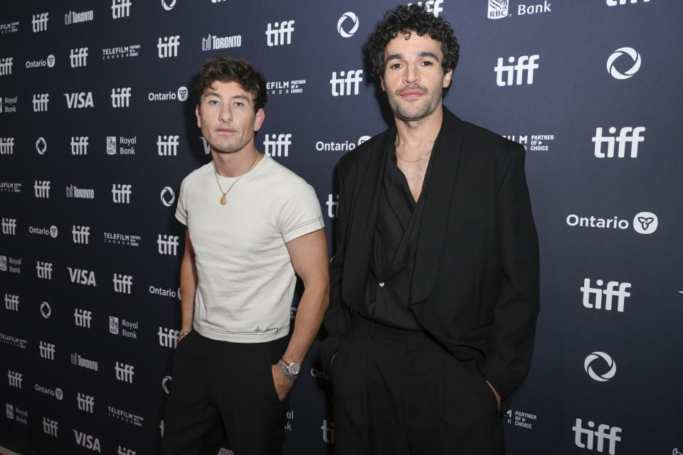 TORONTO, ONTARIO - SEPTEMBER 08: (L-R) Barry Keoghan and Christopher Abbott attend the premiere of 