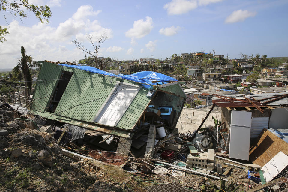 A house flattened by Hurricane Maria in Villa Hugo 2, a community within the city of Can&oacute;vanas, Puerto Rico. (Photo: Carolina Moreno/HuffPost)