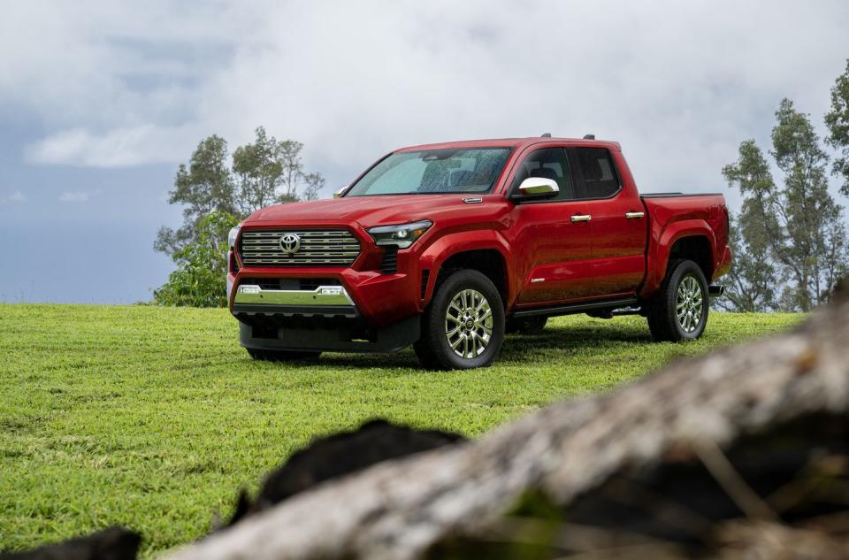 collection of 2024 toyota tacoma press images highlights trd sport, limited, and trd prerunner trim levels