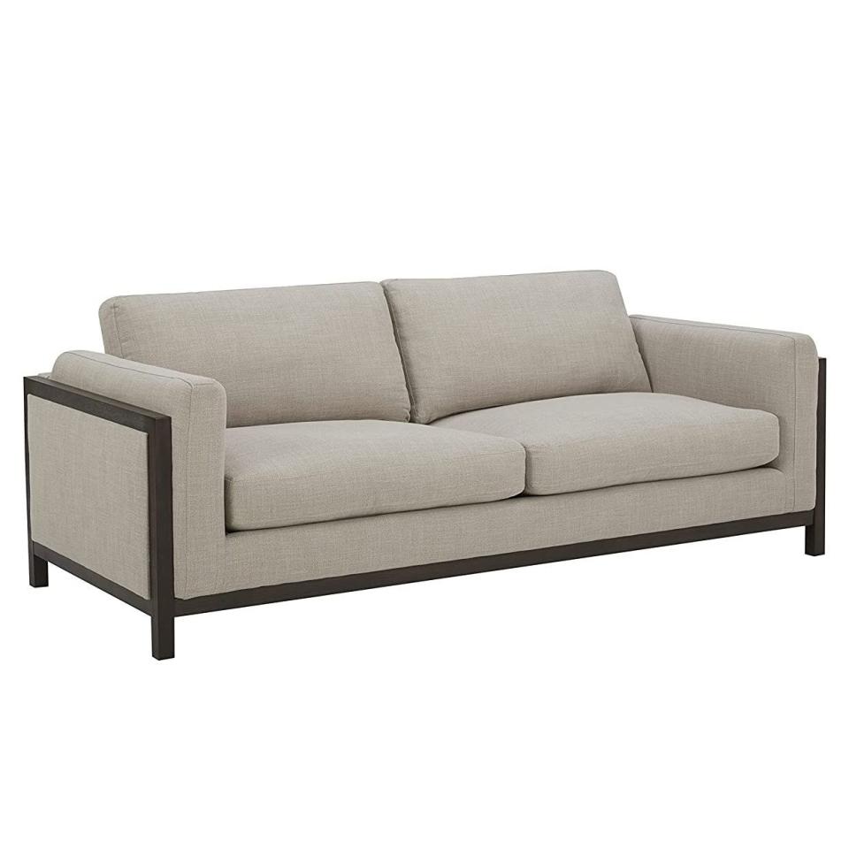 5) Chesler Contemporary Sofa Couch with Wood Trim