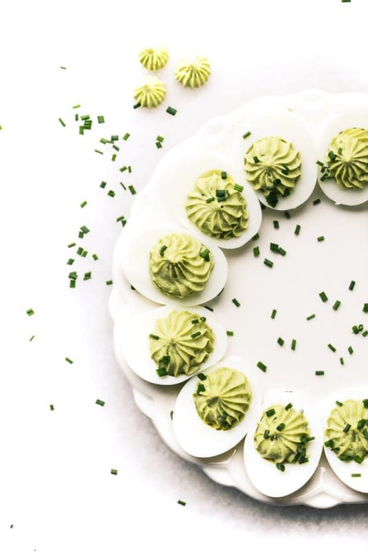 <p>The View From Great Island</p><p>Guacamole deviled eggs are a fresh take on everybody’s favorite comforting appetizer, it’s amazing how a little tweak like adding smashed avocado, garlic salt and lemon really takes them over the top.</p><p><strong>Get the recipe: <a href="https://theviewfromgreatisland.com/guacamole-deviled-eggs-recipe/" rel="nofollow noopener" target="_blank" data-ylk="slk:Guacamole Deviled Eggs;elm:context_link;itc:0;sec:content-canvas" class="link rapid-noclick-resp">Guacamole Deviled Eggs</a></strong></p>