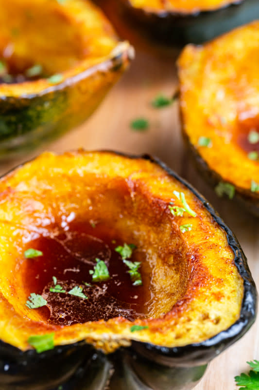 <p>Bobbi's Kozy Kitchen</p><p>Easy to make, with very little cleanup, it has just enough sweetness, and just enough heat, this fiery acorn squash will keep your taste buds asking for more!</p><p><strong>Get the recipe: <a href="https://www.bobbiskozykitchen.com/2020/11/low-carb-brown-sugar-chile-roasted.html" rel="nofollow noopener" target="_blank" data-ylk="slk:Low-Carb Brown Sugar Chile Roasted Acorn Squash;elm:context_link;itc:0;sec:content-canvas" class="link ">Low-Carb Brown Sugar Chile Roasted Acorn Squash</a></strong></p>