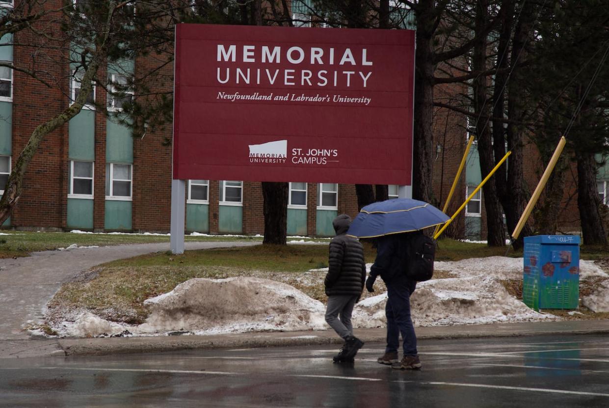 Signage for Memorial University in St. John’s is shown on  Monday, January 30, 2023.  (Paul Daly/The Canadian Press - image credit)