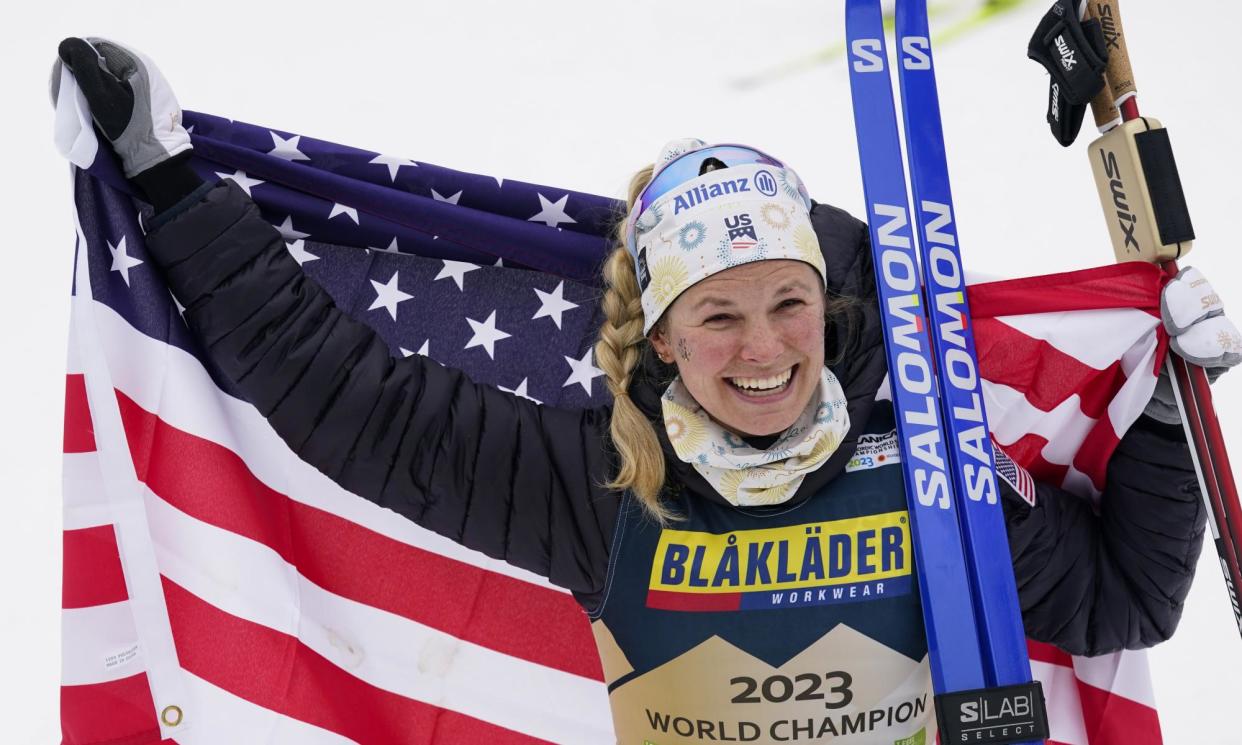 <span>Jessie Diggins is by far the most decorated American cross-country skier in the sport’s history. </span><span>Photograph: Giovanni Auletta/Agence Zoom/Getty Images</span>