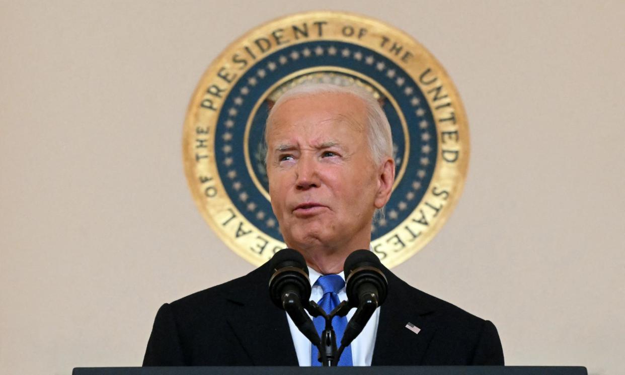 <span>Biden delivers remarks on the supreme court's immunity ruling at White House on 1 July 2024.</span><span>Photograph: Mandel Ngan/AFP/Getty Images</span>