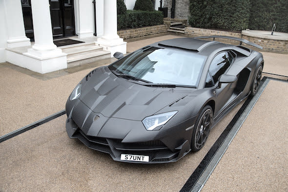 Byline correction.  The J.S.1 Edition Lamborghini built by Mansory for billionaire James Stunt. See SWNS story SWLAMBO; The husband of Petra Ecclestone has added a unique 220mph Lamborghini to his staggering car collection. Billionaire art collector James Stunt has become famous for travelling around London with a cavalcade of blacked out Rolls-Royce Phantoms. He is regularly spotted visiting Harrods and various high-end auction houses like Sothebyâ€™s while surrounded by bodyguards. Now Stunt, who was branded a â€œflash bastardâ€ by his father-in-law Bernie Ecclestone, has taken delivery of his most spectacular model yet - a one-off carbon fibre Lamborghini Aventador which has been customised by German firm Mansory. 