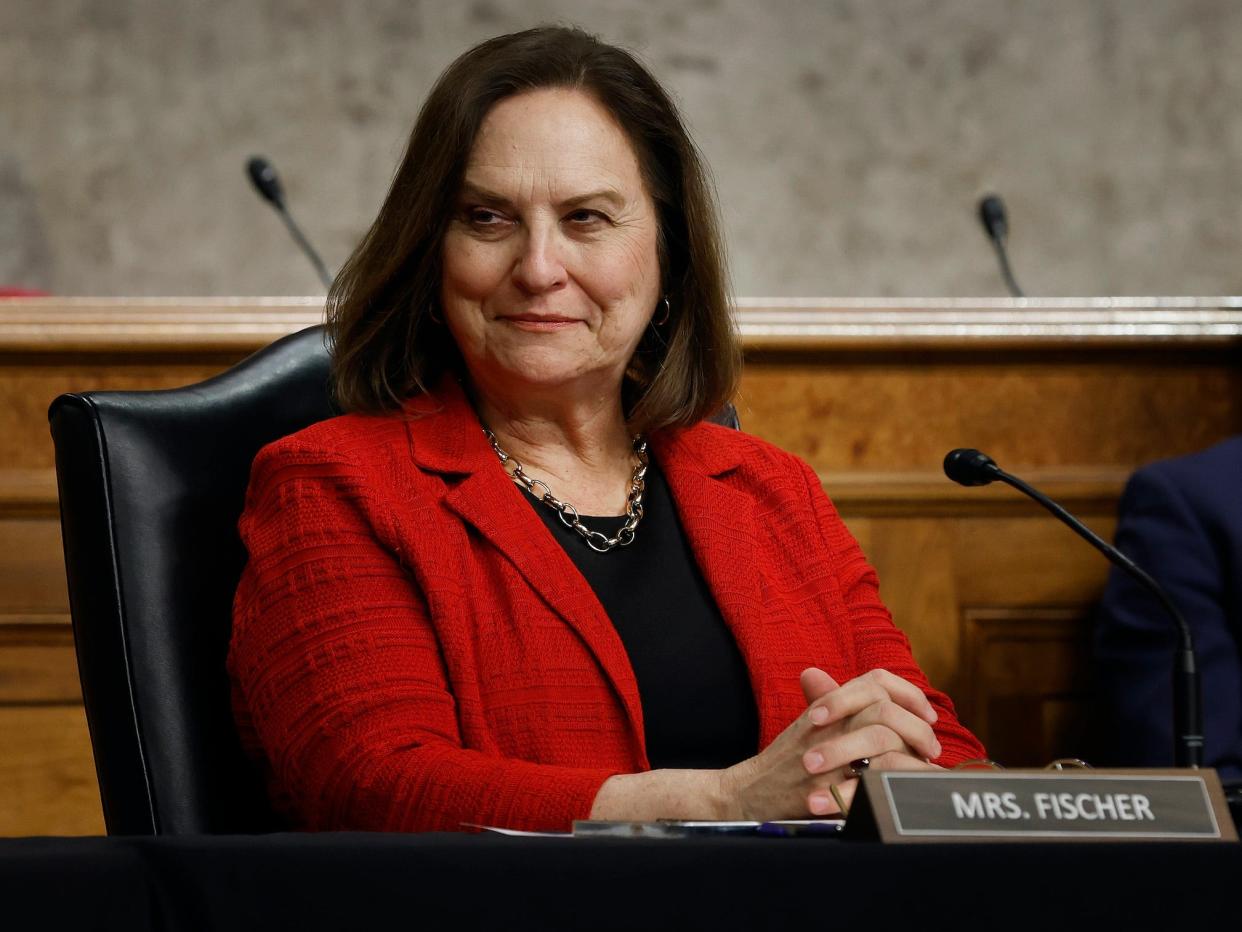 Senate Armed Services Committee's Subcommittee on Strategic Forces ranking member Sen. Deb Fischer, a Republican of Nebraska, listens to testimony about the Department of Energy's atomic energy defense activities and Department of Defense nuclear weapons programs FY 2023 budget.