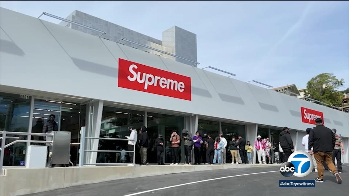 Supreme fans battle long lines to shop new store in West Hollywood