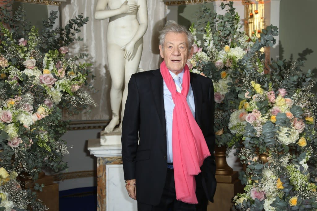 Sir Ian McKellen poses for photographers ahead of a screening for the Beauty and the Beast Premiere, in London, Thursday, February 23, 2017. Joel Ryan/Invision/AP