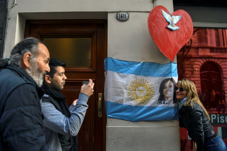 Supporters of the former Argentine president wait outside her apartment in Buenos Aires