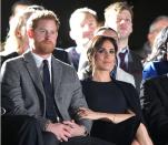 <p>Meghan grips Prince Harry's arm at the Invictus Games opening ceremony.</p>