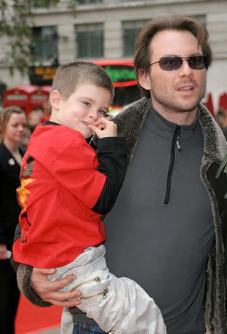 <p>Fred Duval/FilmMagic</p> Christian Slater and his son, Jaden, at the London premiere of The Incredibles