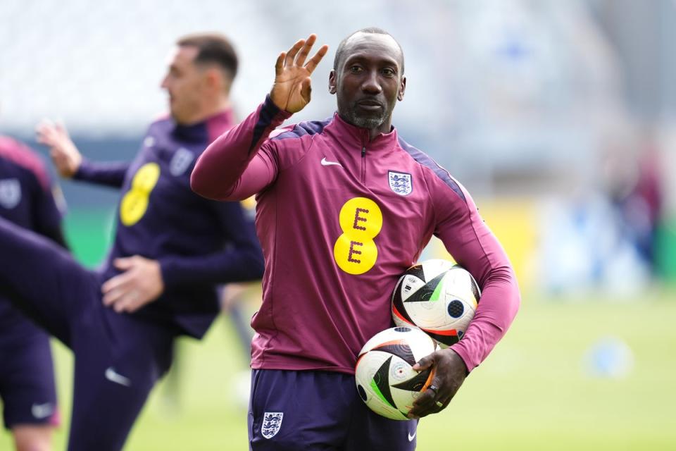 Class is permanent: Jimmy-Floyd Hasselbaink scored two against a press team (Adam Davy/PA Wire)