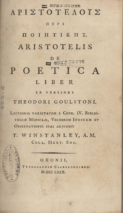 Edición de 1780 de la _Poética_ de Aristóteles.