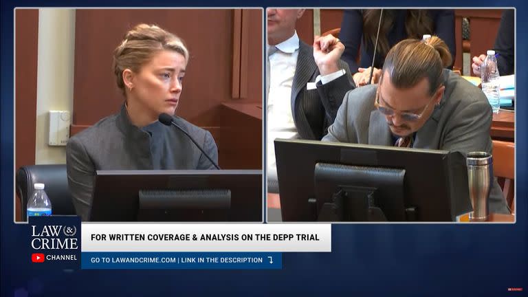 Uno de los momentos de la audiencia del juicio que enfrenta a Amber Heard y Johnny Depp (Foto: Captura de video)