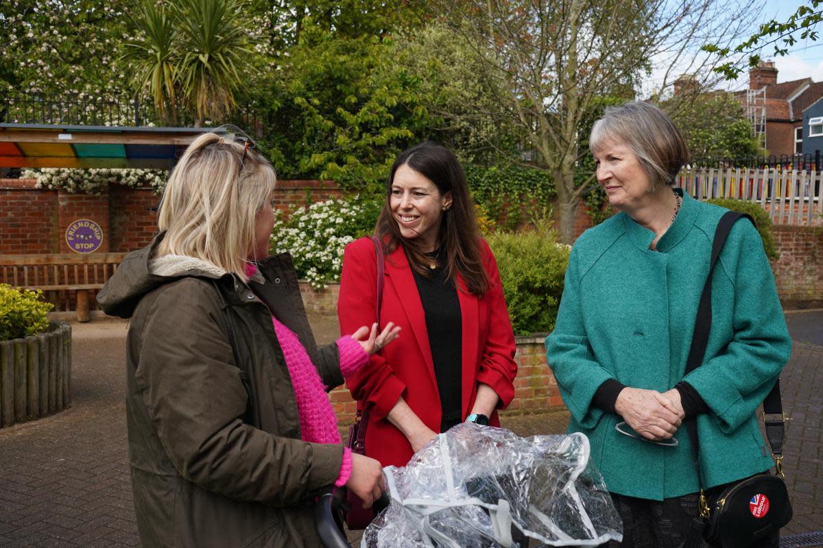 Labour Party veteran (right) joined Norwich North prospective parliamentary candidate Alice Macdonald on a visit to Magdalen Gates school in Norwich <i>(Image: Labour Party)</i>