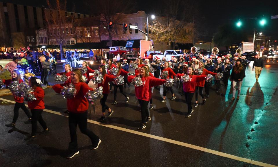 Dec 5, 2022; Tuscaloosa, Alabama, USA;  The West Alabama Christmas Parade moves through downtown Tuscaloosa Monday night.