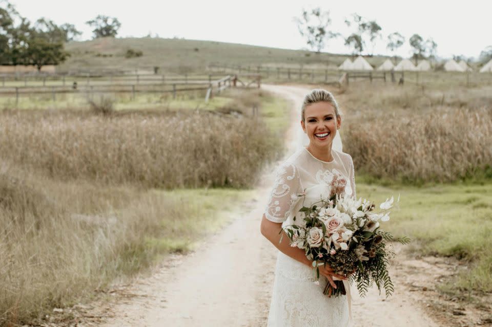 She looked incredible in a dress passed down from her grandmother. Photo: Edwina Robertson